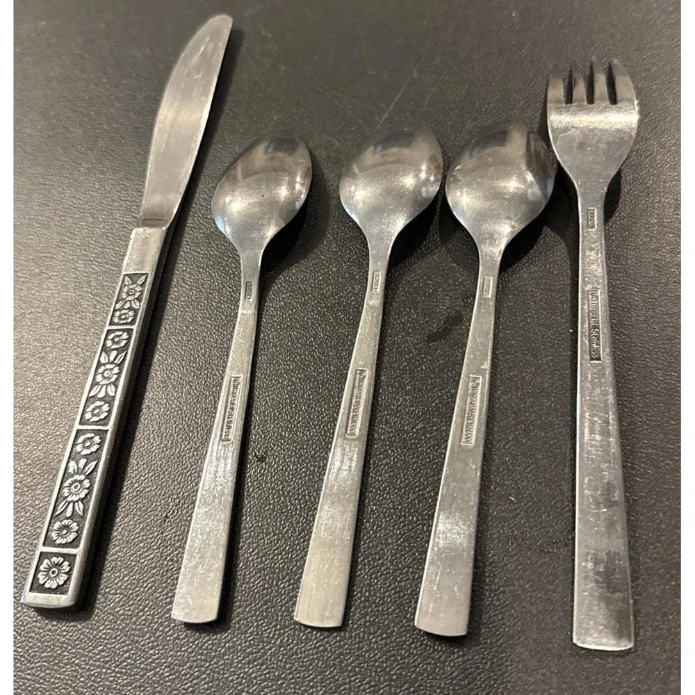 Imperial International Serta Stainless Steel 3 Teaspoons 1‎ Salad Fork 1 Knife